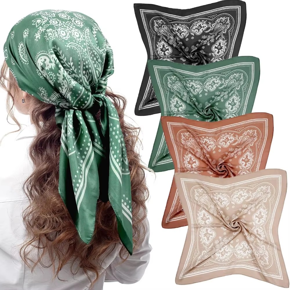Luxury Skincare Headband - 高級ブランド シルク スクエア ペイズリー スカーフ レディース