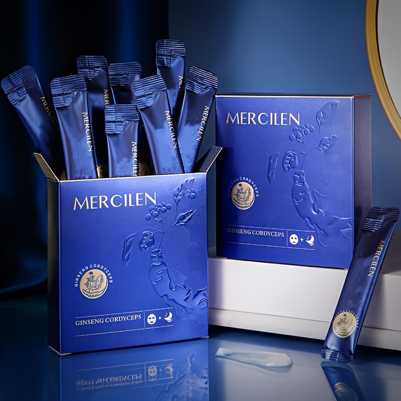 Luxury Skincare Treatments - MERCILEN 高麗人参冬虫夏草コラーゲン贅沢な引き締め＆保湿マスク 4g x 20パック、肌を深く保湿し引き締め、深く洗浄して肌のトーンを明るくし、肌を若々しく見せ、すべての肌タイプに適したスキンケア製品です。