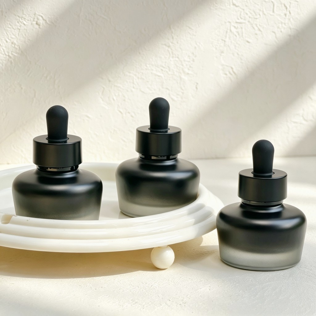 Luxury Skincare Packaging - 30mlフロストガラス製ドロッパーボトル、遮光エッセンシャルオイル・美容液用空容器、高級化粧品詰め替えバイアル（スキンケア用）