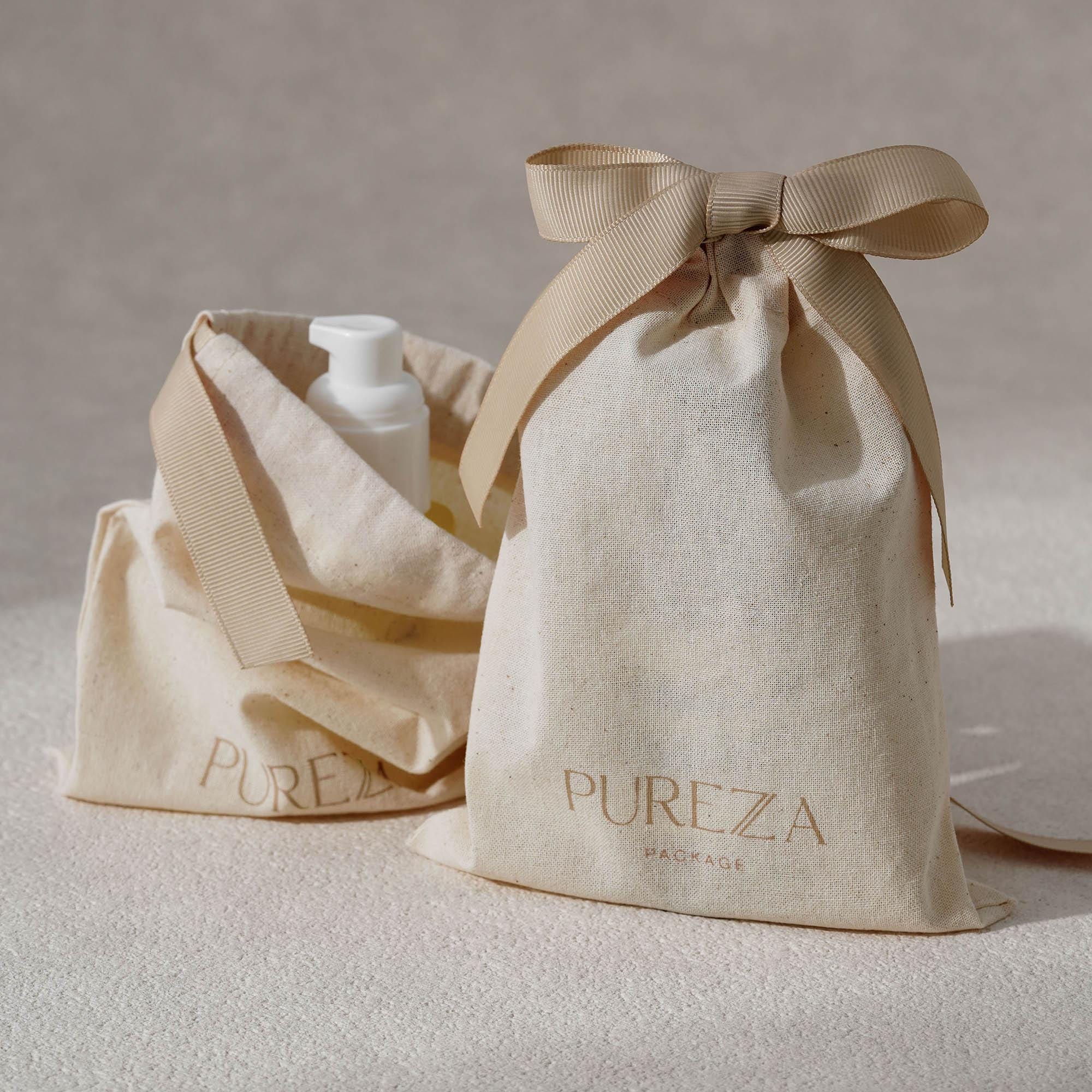 Luxury Skincare Packaging - カスタマイズ可能な天然コットン巾着袋、環境に優しい高級ギフト包装、スキンケア、結婚式の記念品、特別なイベントに最適