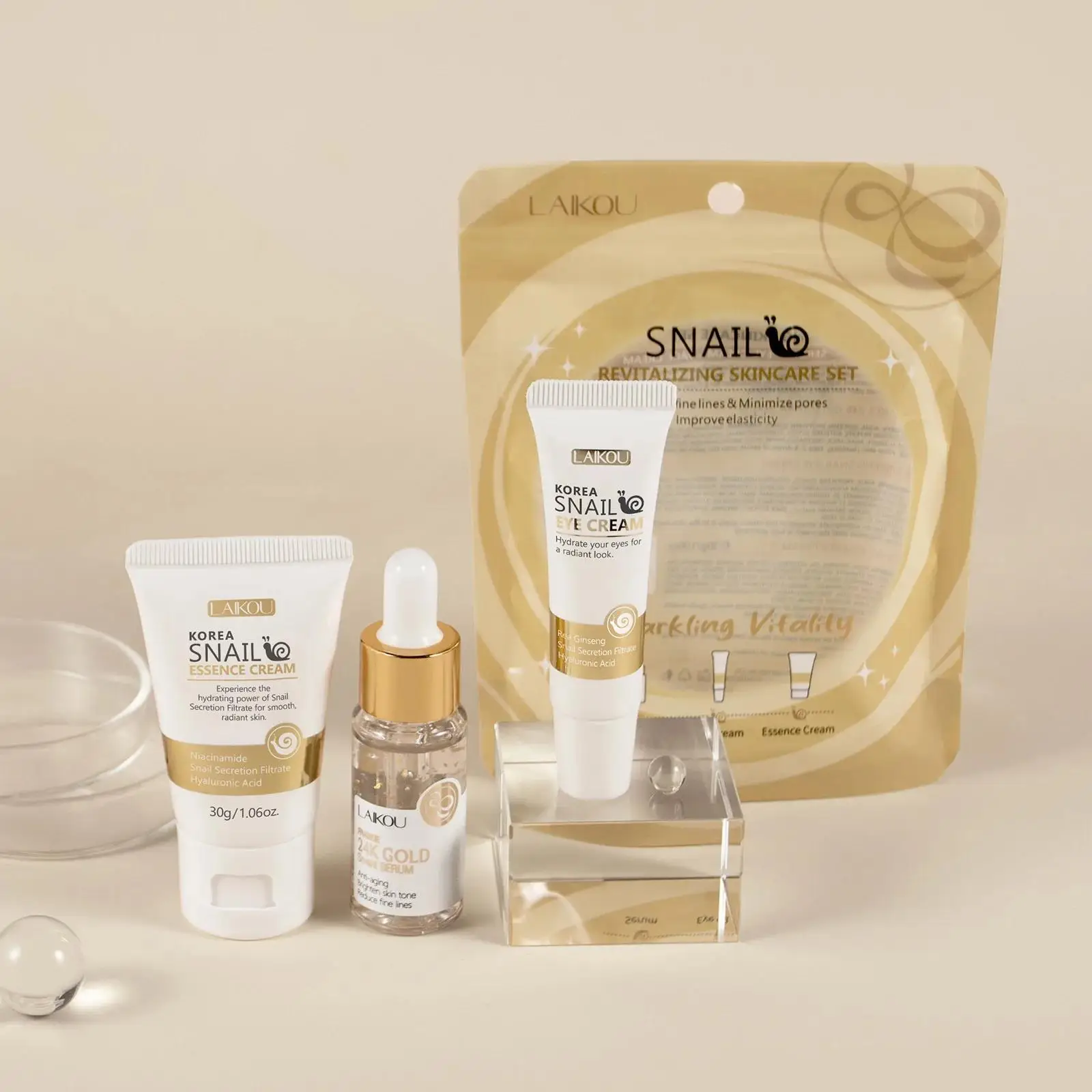 24Kゴールドスネイルリペアセラムアイクリームエッセンスセッ - Luxury Skincare Line のレビューと価格